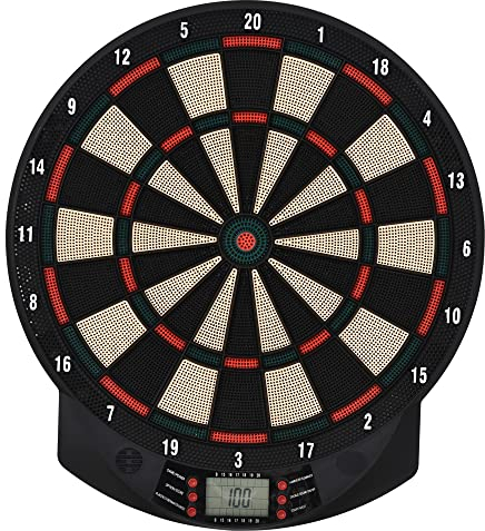 HOMCOM Elektronische Dartscheibe automatische Wertung Dartboard Dart-Set mit 6 Darts 30 Dartköpfe 26 Spiele und 185 Trefferoptionen für 8 Spieler Soundeffekte Schwarz 44 x 39,5 x 2,2 cm