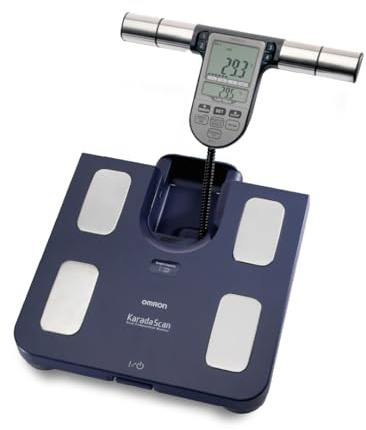 OMRON BF511 kliniskt godkänd kroppssammansättningmätare med 8 högprecisionssensorer för hand-till-fotmätning - blå