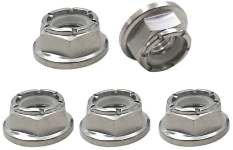 RISON Titan Sechskantmuttern M3, 5 Stück Sicherungsmuttern Flansch Nylon Kontermutter GR5 M3x0.5mm, Selbstsichernde Muttern Stoppmutter, Sechskant Schraubenmuttern Flanschmuttern Kontermuttern Set