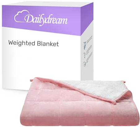 Dailydream Manta terapéutica de peso | 135x200 | 6 kg | Rosa | de forro polar esponjoso | con relleno de cuentas de cristal | manta pesada para dormir | Manta terapéutica de peso | para cuerpos con