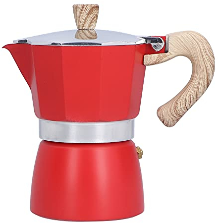 Italiana Inducción - Moka en Acero Inoxidable, Ideal para Capuchino, LatteAluminio, Capacidad 3 Tazas/150ML(Rojo)