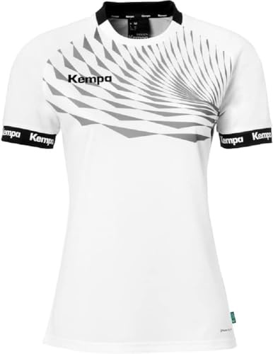 Kempa Herren Wave 26 Shirt Women Damen Mädchen Sportshirt Kurzarm Funktionsshirt Handball Gym Fitness Trikot, Weiß/Grau, M EU