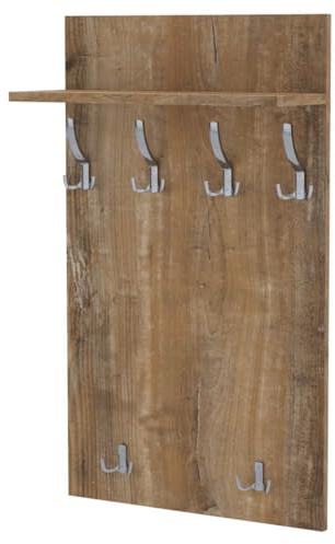 AKKE Wandhaken Garderobenhaken - Kleiderhaken Wandgarderobe Mit Ablage - Maxi - Retro-holz 90cm x 60 cm