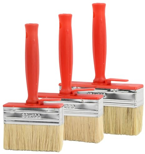 Anseom 3 Stück Pinsel Wandfarbe, Pinsel Set mit Kunststoff Griff FläChenstreicher Borsten Zaun Pinsel Malerpinsel für Wand Möbel Zaun Holz Malen（100mm 120mm and 140mm ）