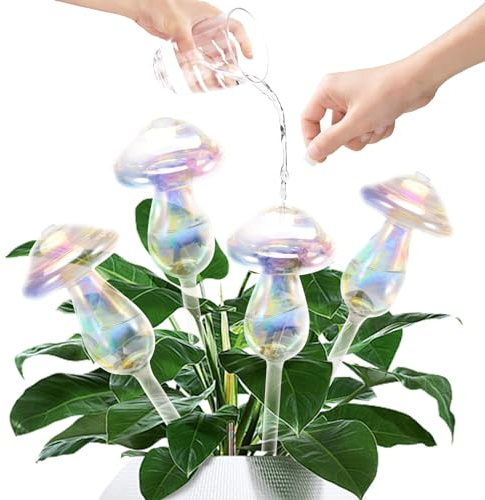 4 Pièces Champignon Boules d'Irrigation pour Plantes,Dispositif d'arrosage Automatique par Irrigation Goutte à Goutte，arrosage supérieur，Boules d'arrosage pour Plantes d'intérieur et d'extérieur