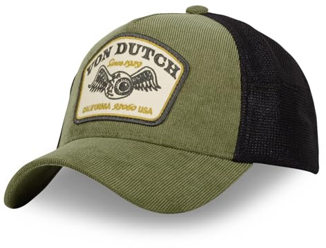 Von Dutch Kappe für Damen & Herren, Trucker-Kappe CORDUROY, verstellbar, kaki, Einheitsgröße