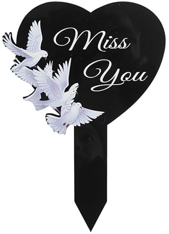 Decorazioni gravi, segnali gravi,2 ° acrilico per il cimitero | Cuore e attraversamento della simpatia commemorativa I pennarelli tomba per il giardino di cantiere all'aperto