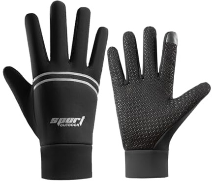 STIM Guanti Ciclismo Uomo Guanti Antiscivolo Antivento da Moto Righe Nero Taglia Unica