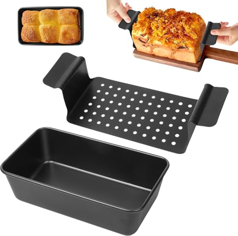 Niuny Molde Pan Horno Moldes Reposteria Molde Bizcocho Horno Rectangular 25 X 14,5 X 8cm Formas Para Bolos Con Bandeja De Drenaje Moldes Para Hornear Pan Acero Al Carbono Para Hornear Panes Y Bollos