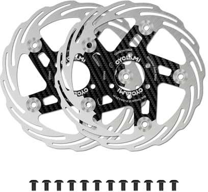 CYCLAMI Kohlenstofffaser Fahrrad Bremsscheibe Deore 160mm Center Lock, hitzebeständig mit Schrauben mit Schraubenschlüssel Geeignet für Mountainbikes und Rennräder (2P-160mm)