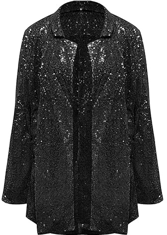 Glitterjacka för damer, karneval, paljetter, kavaj för damer, elegant kostymjacka med , krage, kostymakko, glitter, paljettjacka, affärer, kavaj, karneval, glitterblazer, trendig paljettblazer