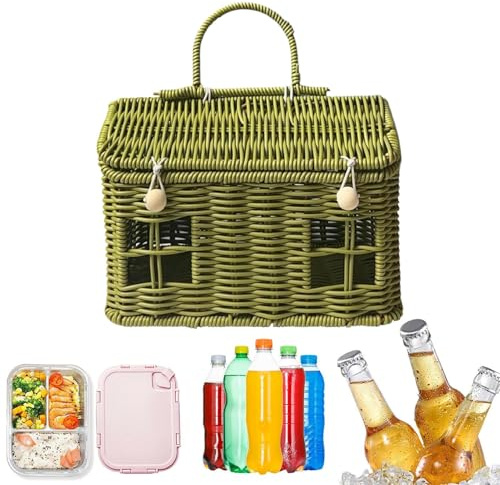 Cesto a forma di casetta – PP imitazione 24 x 14 x 16 cm | Cesto da picnic con coperchio per bambini | Spiaggia Pasqua raccolta frutta verdura uova famiglia coppie decorazione rustico