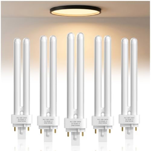 BrightArk 2 Pines 26W G24d-3 Bombillas PLC Tubo 2U para Cocina, Luz Cálida 3000K, No Regulable, 5 Pack