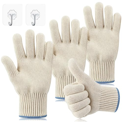 2 Paires Gant Barbecue Anti Chaleur avec Doigts, Gants Cuisine Four | Gant De Cuisine Anti Chaleur, Accessoires De Barbecue, Gants De Grillade, Protection Des Mains, Avec 2 Crochets Transparents
