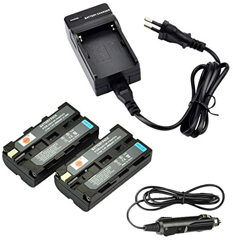 DSTE 2pcs NP-F550 NP-F330 NP-F570 Batterie et Chargeur Compatible pour Sony RV100 CCD-TR67 CCD-SC5 CCD-SC5/E CCD-TR818 CCD-SC55 CCD-TR67