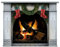 Autocollant Mural Cheminée avec feu Brûlant Décalcomanie Murale Décoration Bois de Chauffage Affiche Photoréaliste (Moyen Ivoire de Noël)