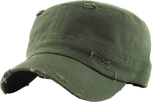 Funky Junque Distressed Military Hat – Newsboy Hats for Women, Short Brim Army Baseball Cap, Womens Cadet Hat Trendy Style - Olive