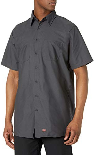 Red Kap Men's Short Sleeve Work Shirt with Mimix, Charcoal, X-Large