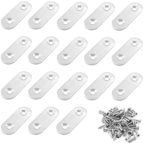 20 Pezzi Staffe Angolo Piatte Staffa Angolare Staffa Piastre di Giunzione Connettore Piatto 16*46mm Staffe Piatto di Giunzione per Fissaggio Mensola Mobili