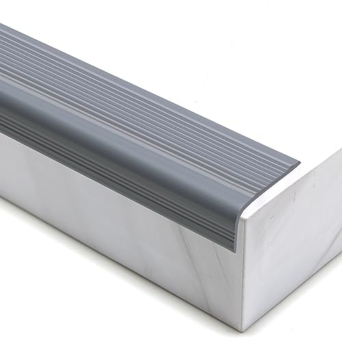 Trimold Vinyl-Anti-Rutsch-Treppenkante, selbstklebende, rutschfeste Treppenstufe, flexible Gummistufen, Kantenschutz-Formleiste für den Außen- und Innenbereich (5m, Grau)