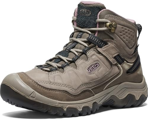 KEEN Women's Targhee 4 Mid Height Durable Comfortable Waterproof Hiking Boots, Brindle/Nostalgia Rose, 8