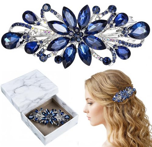 Esshogo 1 horquillas para el pelo para mujer, estilo vintage con diamantes de imitación, pinzas para el pelo, horquillas de metal para primavera, pinzas francesas vintage, pinzas para el pelo con