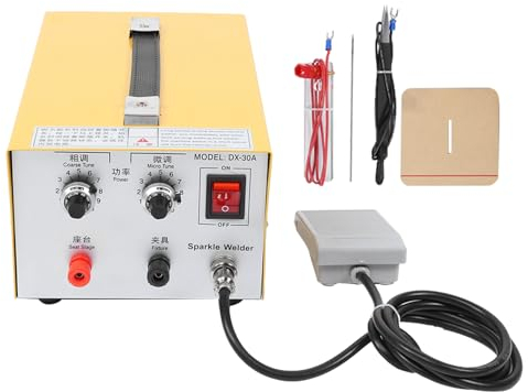 Máquina de soldadura por puntos de joyería profesional 30A oro plata soldadora, ideal para soldadura rápida de platino, oro, oro K, plata con regulador de corriente para la fabricación de joyas y