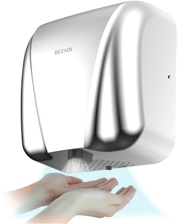 BEZADI Stainless Steel Hand Dryer, Commercial Heavy-duty and High-Speed Drying Hand Dryer for High-Traffic Areas and Large Transportation Hubs, Airports Mall Hospital