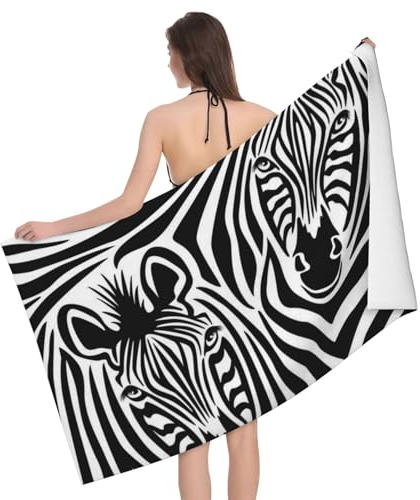 ESASAM Badetuch mit Zebramuster, superfeines Faser-Handtuch mit einzigartigen Mustern
