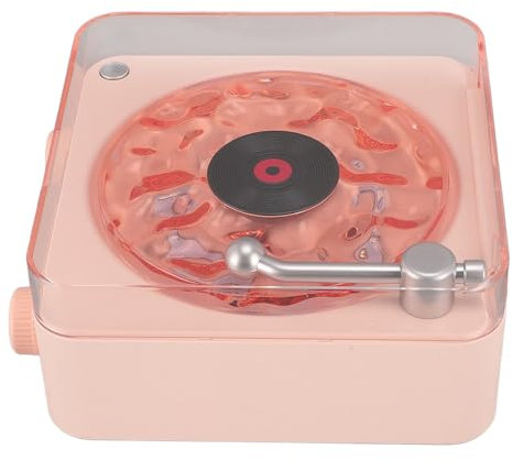 VintageVinyl Wave Speaker, Reproductor de CD Portátil con Forma de Tocadiscos, Altavoz Inalámbrico Estéreo Pequeño Multifunción 3 en 1 con Luz Ambiental Nocturna, Ideal para