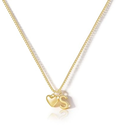 HANLI Collana Personalizzata Con Nome Cuore Iniziale Donna Oro Placcato 14K Anallergici Leggeri Trendy Gioielli di Moda per le Donne