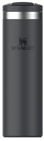STANLEY Aerolight Transit Reisebecher 0.47L – Hält 6 Stunden warm – 8 Stunden kalt – Spülmaschinenfest – Auslaufsicher – Kompatibel mit Autobecherhaltern – Isolierte Kaffeetasse – Black 2.0