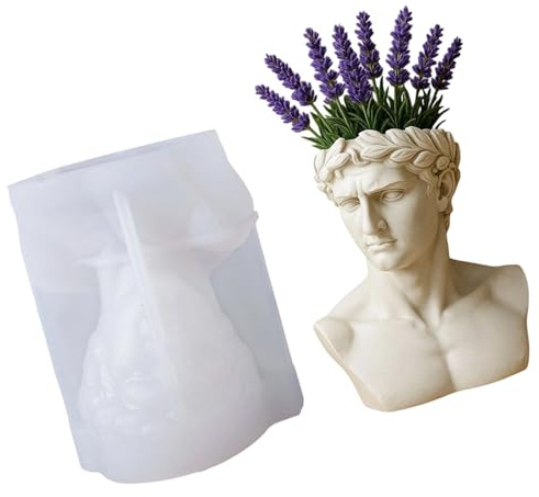 Grekiskt huvud blomkrukor form suckulenter planterare silikon hem skrivbord dekoration gör grekisk form