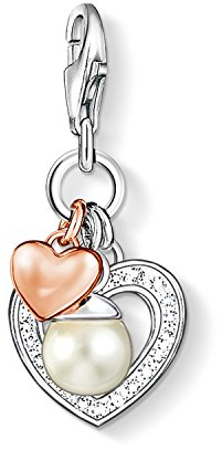 Thomas Sabo Damen Charm-Anhänger Herzen Süßwasserzuchtperle Charm Club 925 Sterling Silber 0937-426-14