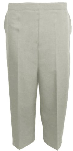 MyShoeStore Pack of 2 Ladies Womens 3/4 Three Quarter Half Elasticated Trouser Plain Capri Cropped Stretch Trousers Plain ¾ Length Pants Summer Shorts Plus Big Sizes 10-24 (Grey UK-14)
