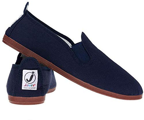 FunkyFashion Unisex Womens Mens Ladies Javer Flossy Espadrilles Plimsoll Flat Shoes Pumps (38(UK5), Navy)