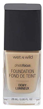 Wet n Wild - Photo Focus Foundation DEWY - Fondotinta Morbido Idratante dalla Performance Elevata - Copre le Imperfezioni, per Pelli da Normali a Secche - Vegan - Soft Beige