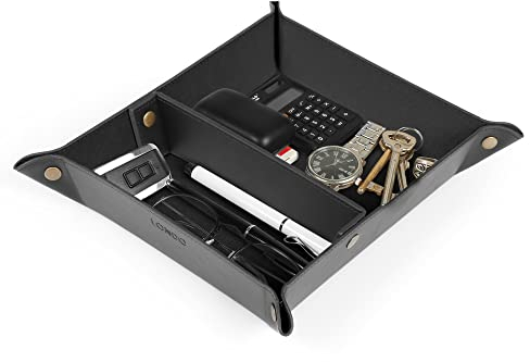 Londo - Vide Poche en Cuir - Boîte de Rangement Pratique pour Portefeuilles, Montres, Clés, Pièces de Monnaie, Téléphones Cellulaires et Équipement de Bureau