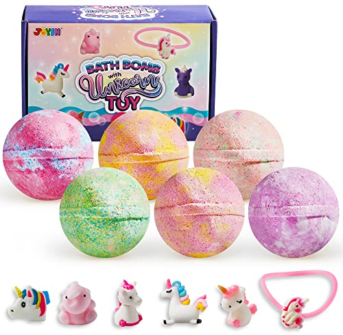 JOYIN 6 Pack Badebomben Einhorn Kinder mit Überraschung Badebomben Geschenk Set für Kinder in der Badezeit, Badebomben für Mädchen, Badezusatz Spielzeuge Weihnachten