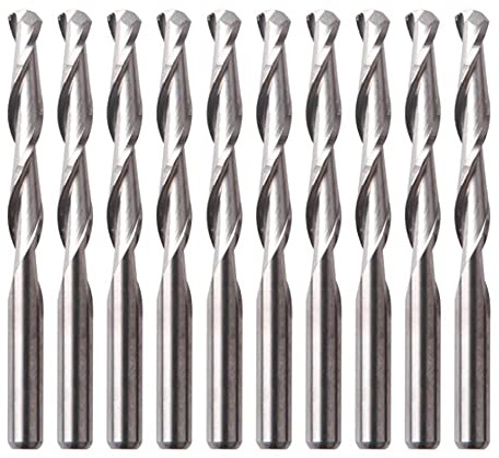 Bestgle 10pcs Tungsten Steel Ball Nose End Mill, 1/8 Shank 2 Flutes Spiral Milling Cutter Engraving Carving Tool Set (3.175 x 22mm)