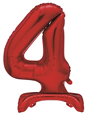 Unique Party 13424 - Riesen Stehen Nummer 4 Ballon - 76 cm - Rot