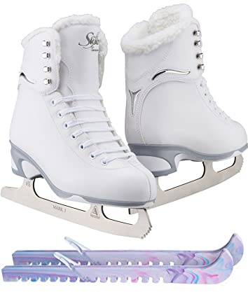 Jackson Ultima Finesse JS181 Figure Ice Skates for Women Bundle with Guardog Skate Guards/Fleece/Youth 2 (Kid's)