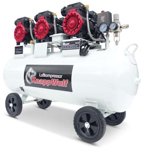 KnappWulf Flüster KW4100 - Compresor de presión de aire con caldera de 100 L, 3 motores de 1100 W, 10 bar, 660 l/min