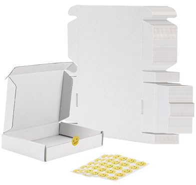 RLAVBL Lot de 50 boîtes d'expédition blanches en carton ondulé pour emballage, envoi, entreprise