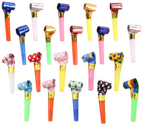 LuLiyLdJ 20 Pezzi Trombette Festa Compleanno, Fischietto Bambini, Trombette da Stadio, Fischietti Trombetta (Miscela di Colori)