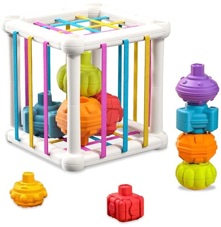 Zhuporn Juguete Bebe 1 2 Años, Montessori Sensorial Juegos para Bebé 6 9 12 18 Meses, Juguetes Sensoriales, Niños Juguetes Forma de Cubo, Montessori Juegos Bebé Despertador, Regalo Educativo para