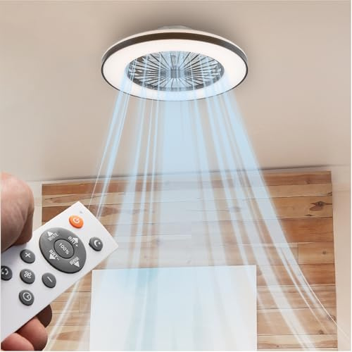 Proventa Deckenventilator mit Beleuchtung 45W - Ø 48cm, dimmbare LED Deckenleuchte mit Ventilator, warm- bis neutralweißes Licht, Sommer- & Wintermodus, Fernbedienung