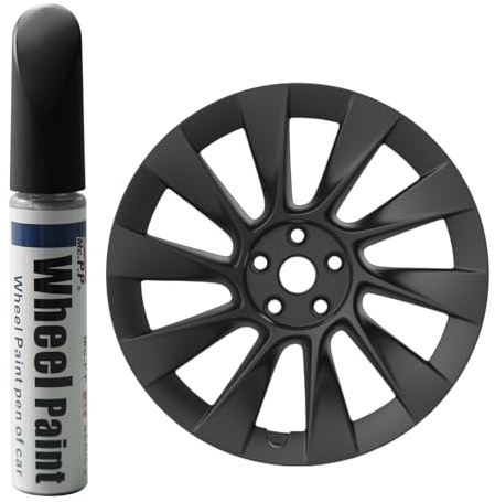 Ywooon Hjulfälgar touch up-färg för Tesla Model Y LR induktionshjul 20 tum – matt svart, 15 ml (paket med 1) – specialformel – vattentät – inkluderar kittsats