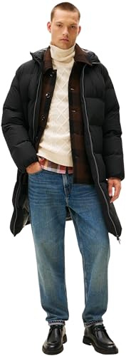 Tommy Hilfiger Abrigo Hombre Down Parka Abrigo acolchado, Negro (Black), M