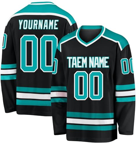 XYYYHTL Camiseta De Hockey sobre Hielo Personalizada con tu Nombre/Equipo/número Camiseta de Hockey con Nombre Adecuada para Regalos para Niños y Adultos